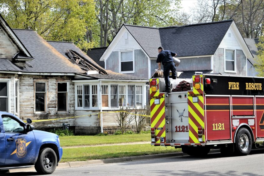 Fire department at a home fire